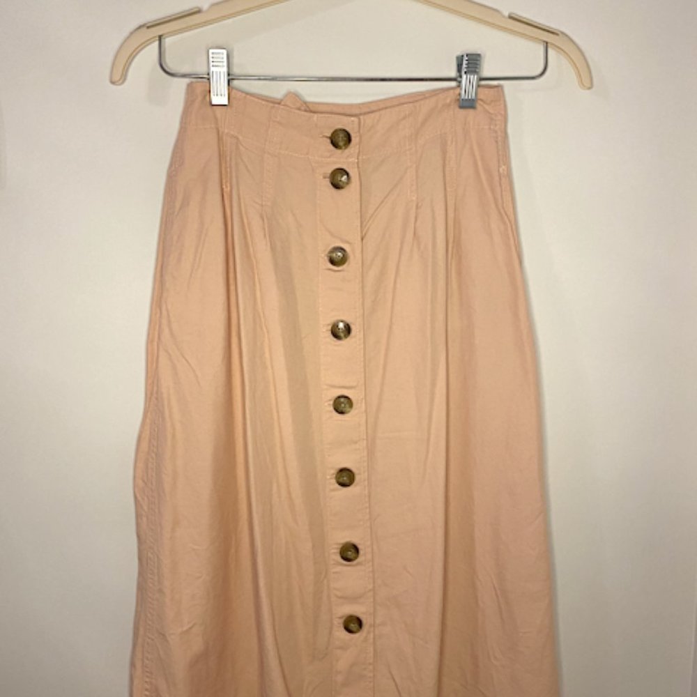 Madewell Patio Button-Front Midi Skirt